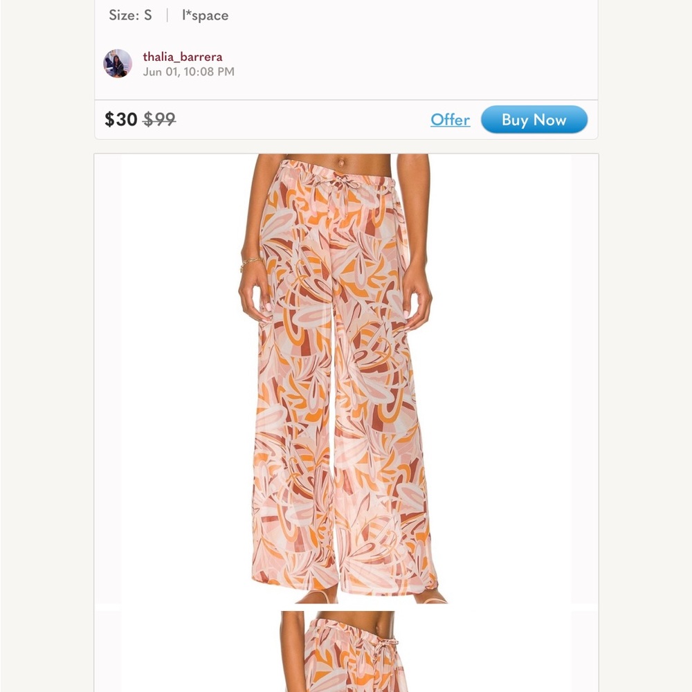 L * Space Sz L shear Colorful Pants over swimsuit